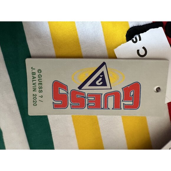 Guess J Balvin 2020 rainbow stripe white t shirt NEW NWT M Medium men  spell out - Picture 15 of 16